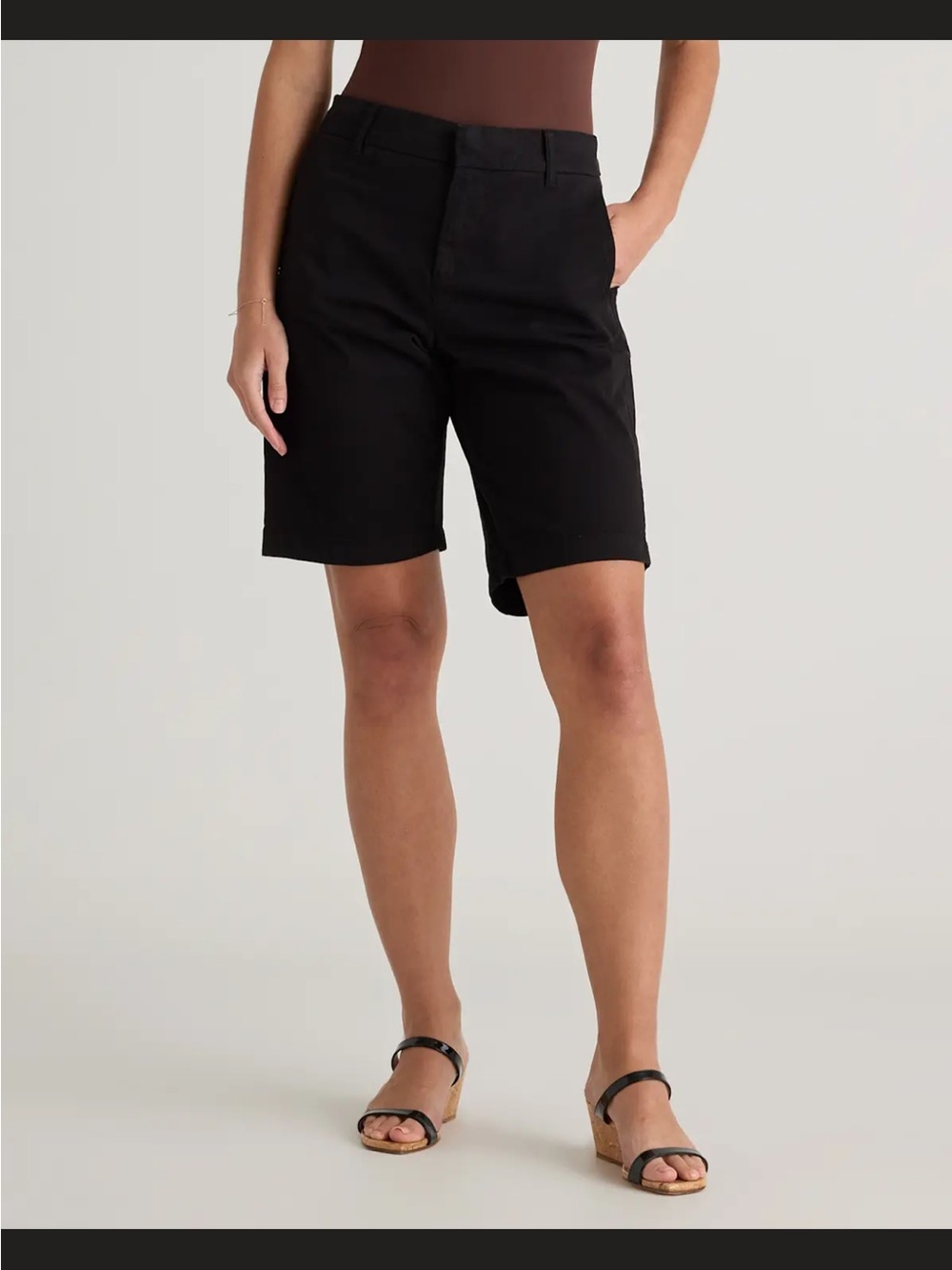 Quince Organic Stretch Cotton Bermuda Shorts, NWT, 10